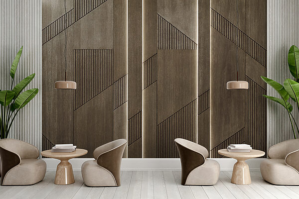 Elegant geometric design on wood panels