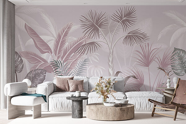 Tropical foliage in soft pastel hues. Tropical foliage in soft pastel hues.