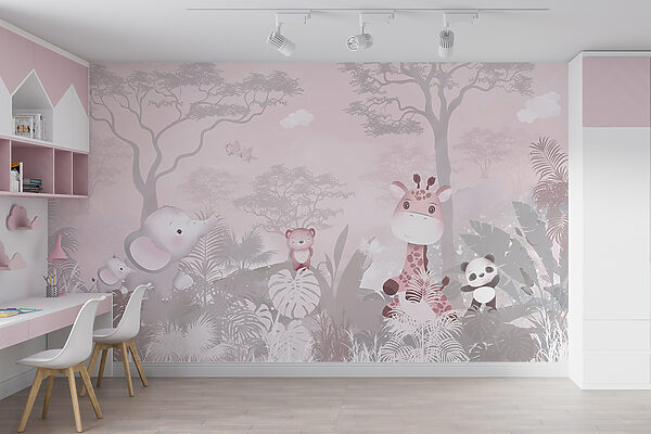 A group of animals in a forest A group of animals in a forest
