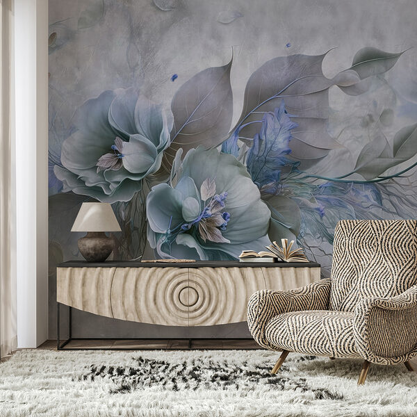A painting of flowers and leaves A painting of flowers and leaves