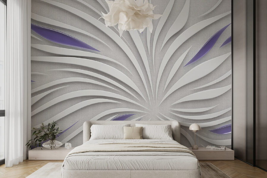 A white and purple swirls on a wall A white and purple swirls on a wall