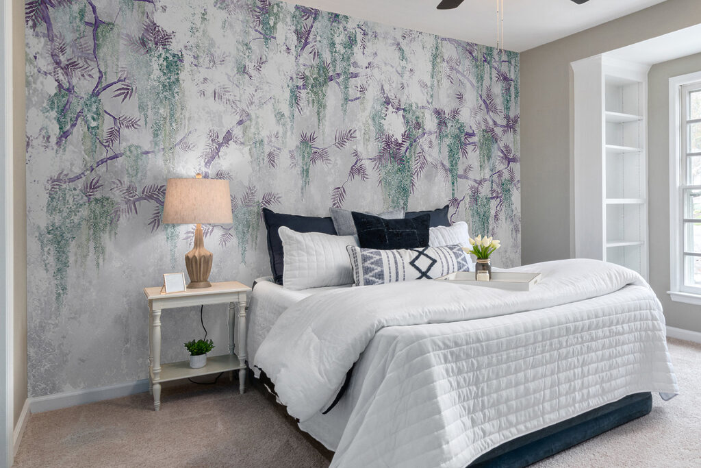 A tree branch with purple flowers A tree branch with purple flowers