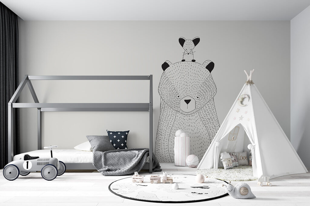 A bear with a mouse on its back A bear with a mouse on its back