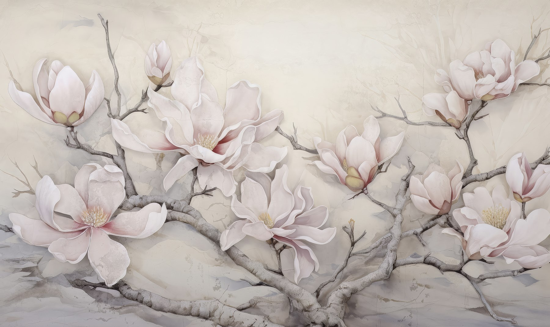 Painting of flowers on a branch Painting of flowers on a branch