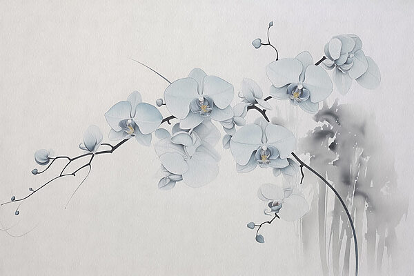Painting of a branch with white flowers Painting of a branch with white flowers