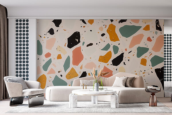 Textured surface with colorful fragments Textured surface with colorful fragments