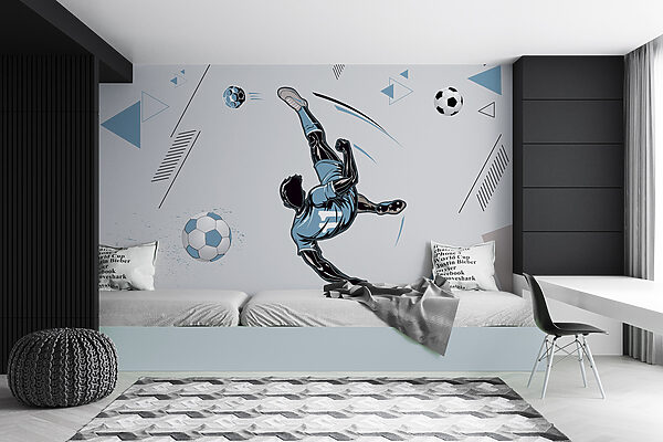 A football player kicking a ball