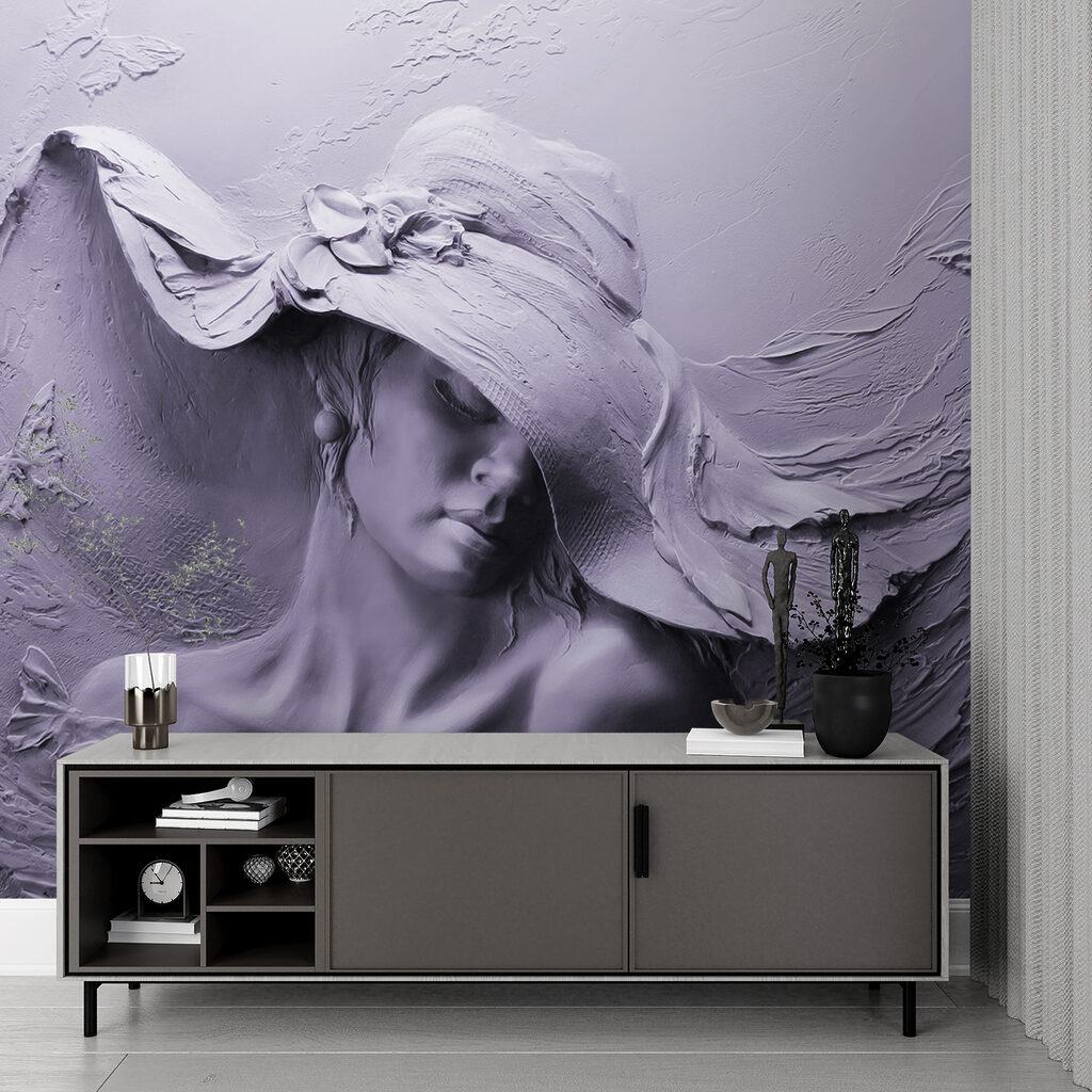 A sculpture of a woman in a hat