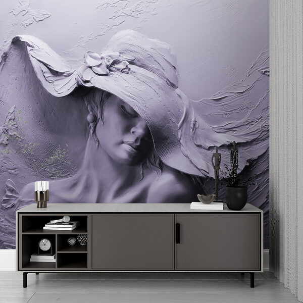 A sculpture of a woman in a hat