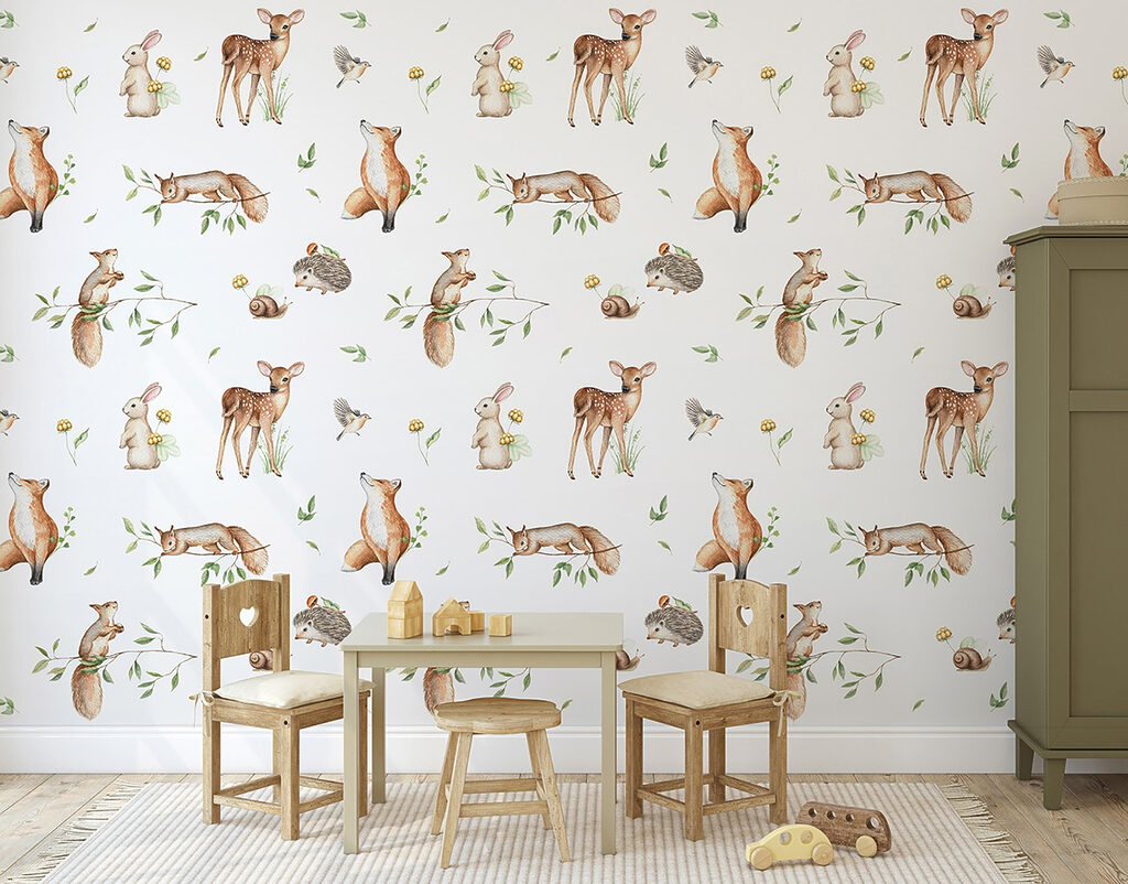 A pattern of animals and plants