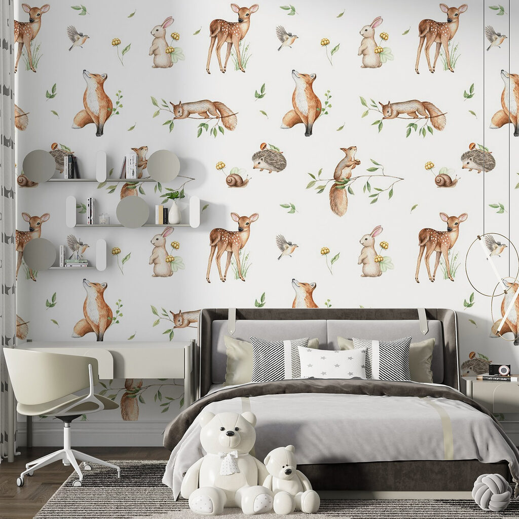 A pattern of animals and plants