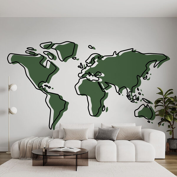 A green and black outline of a world map A green and black outline of a world map