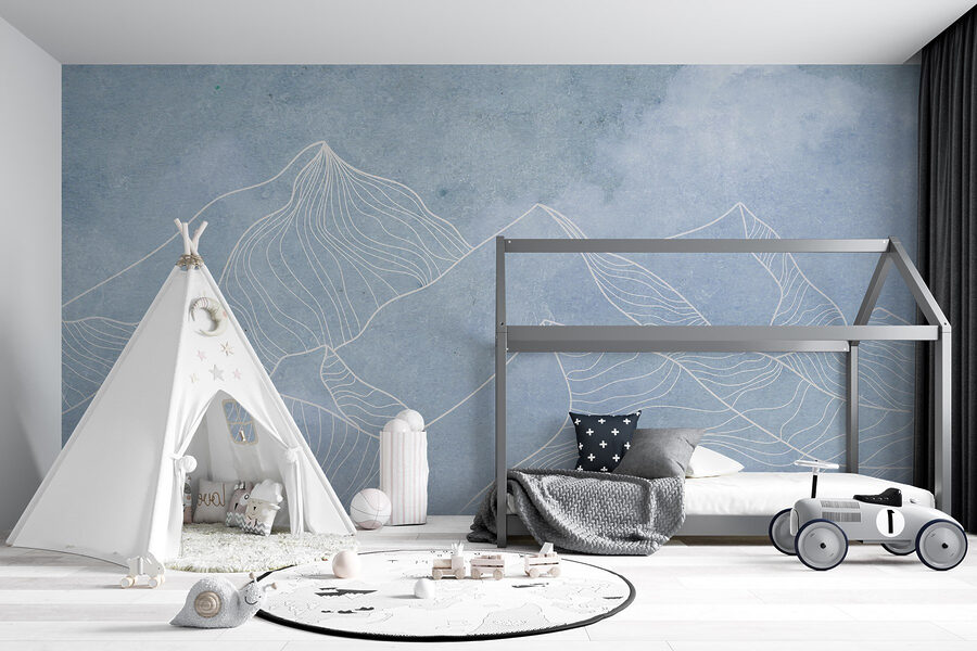 A drawing of mountains with clouds A drawing of mountains with clouds
