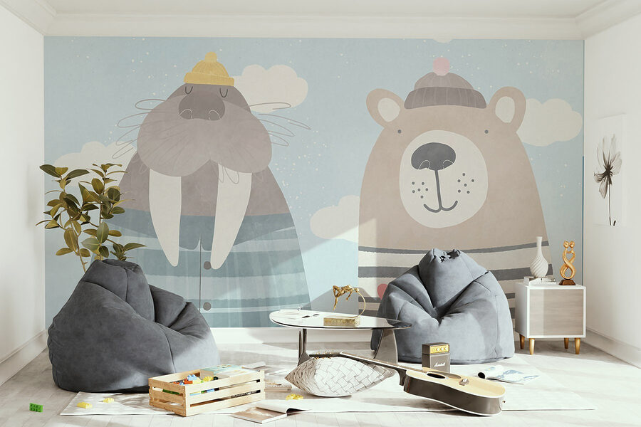 A walrus and bear in the sky A walrus and bear in the sky