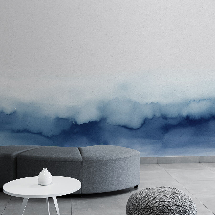 Wall murals A blue and white watercolor - Image 2