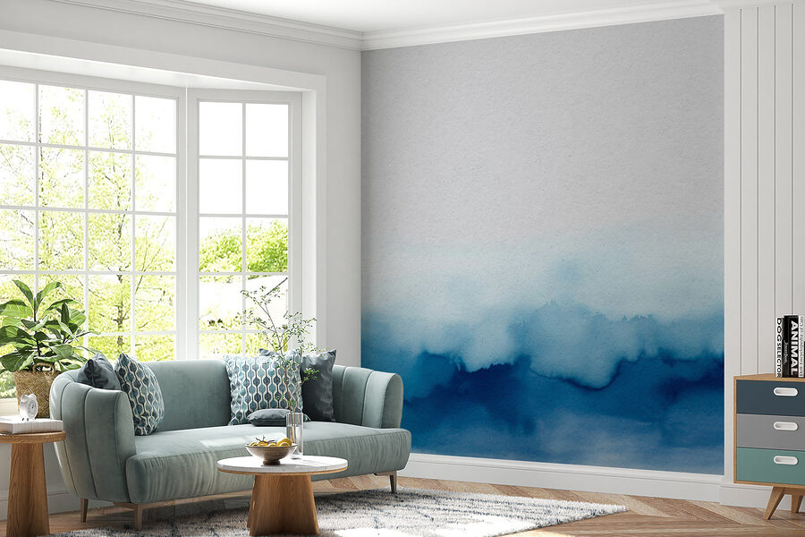 Wall murals A blue and white watercolor - Image 3