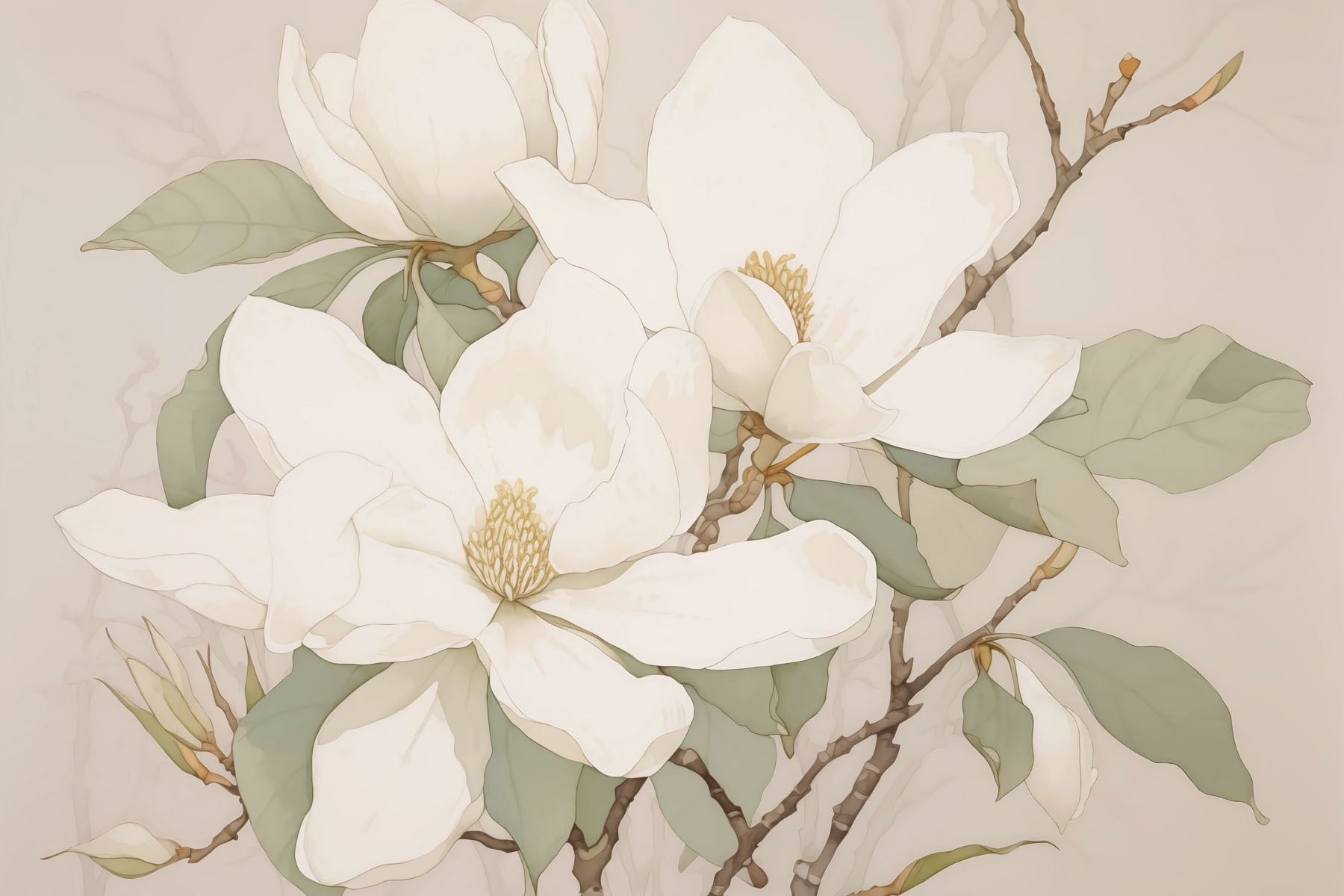Painting of white flowers