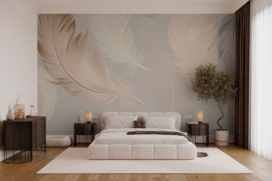 Group of feathers on a white background