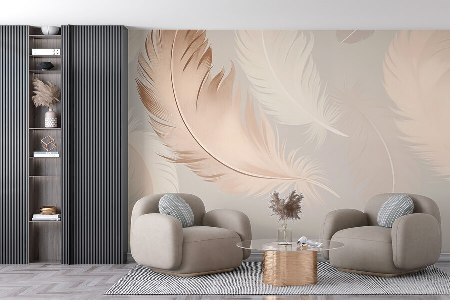 Group of feathers on a white background