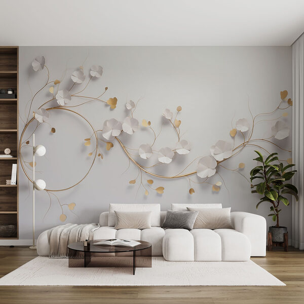 Elegant floral decor on a wall Wall murals Elegant floral decor on a wall