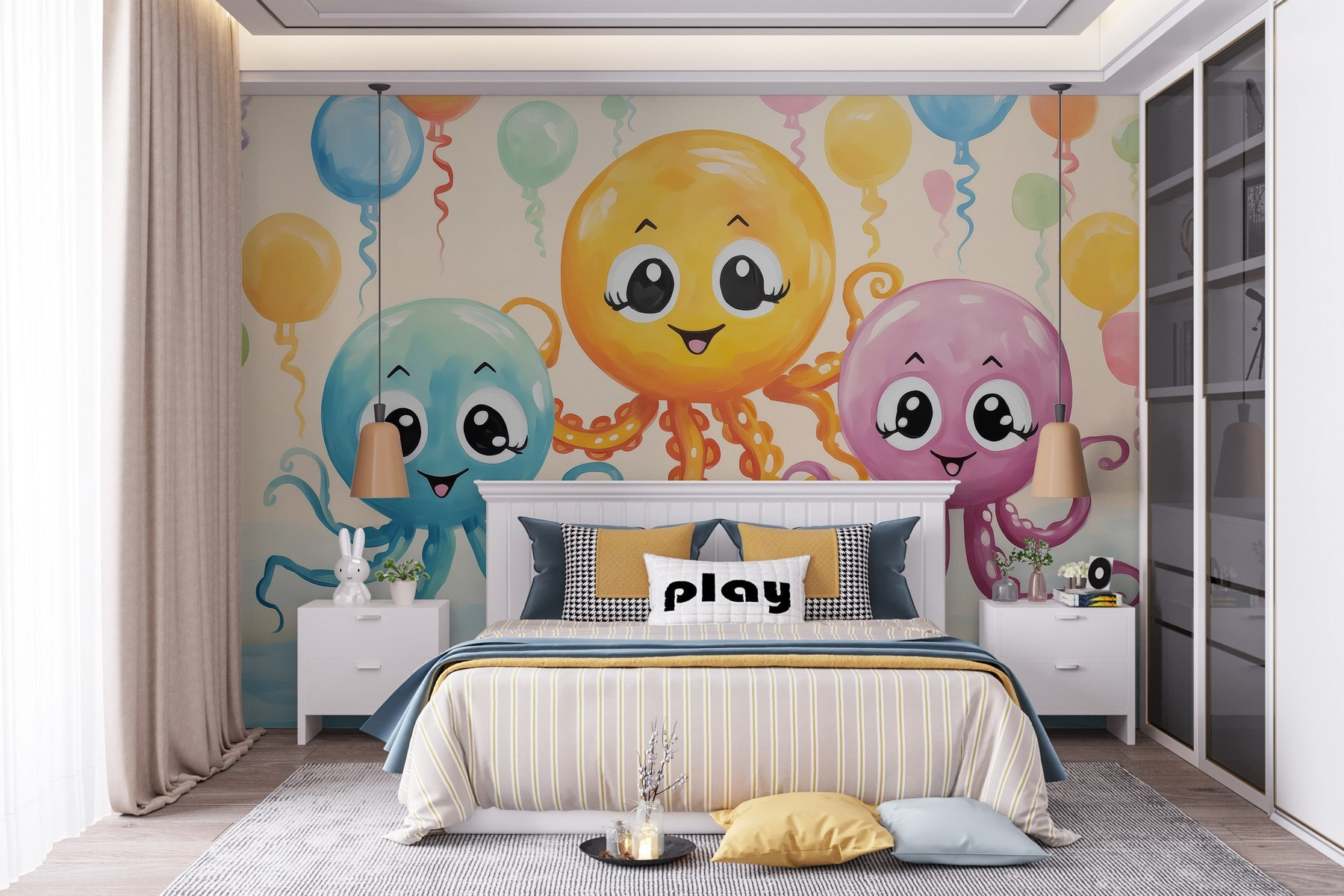 Group of octopuses with balloons Group of octopuses with balloons