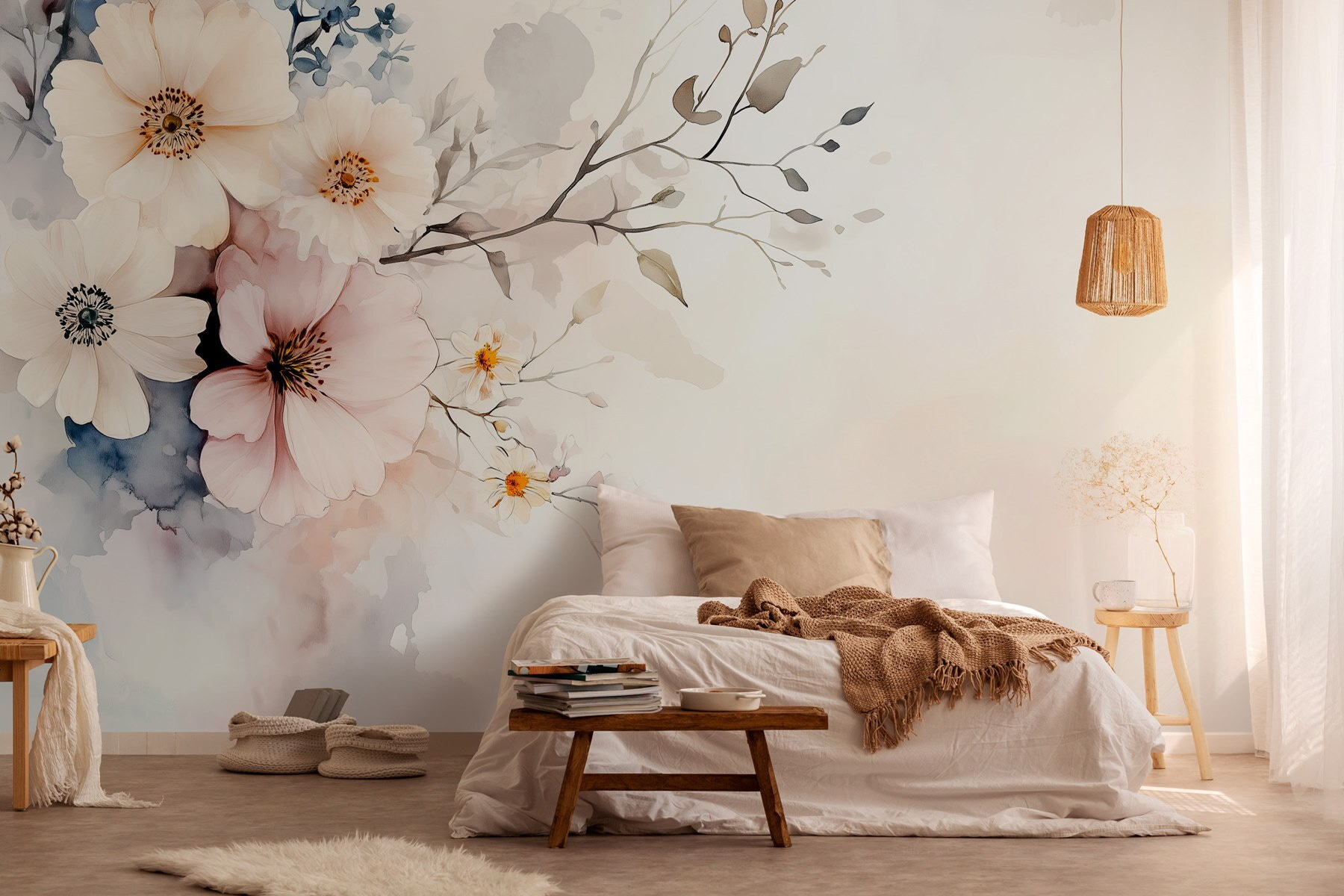 Painting of flowers on a white background