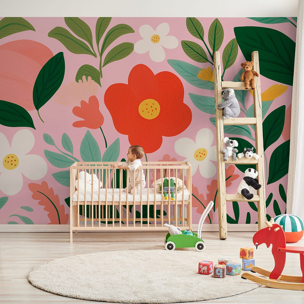 Pattern of flowers and leaves