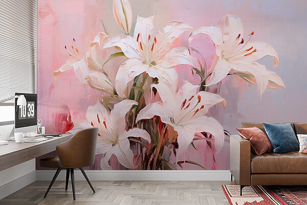 Painting of white flowers Wall murals Painting of white flowers