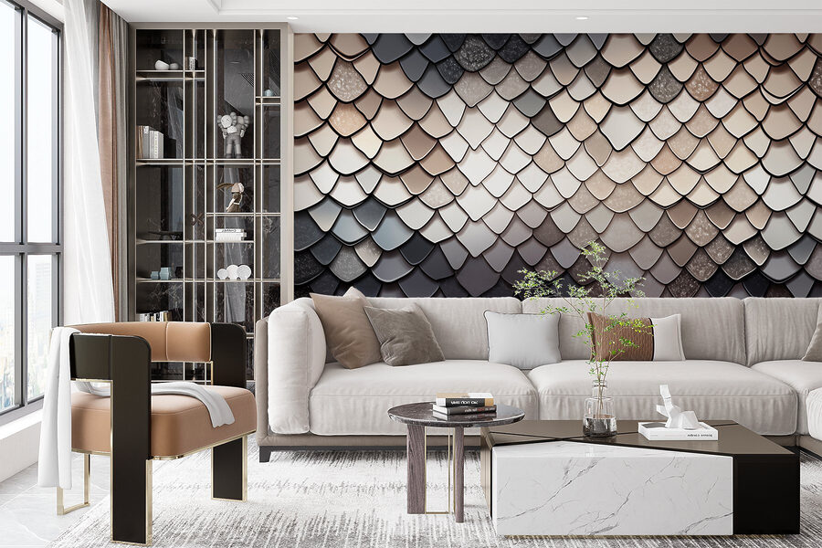 Wall murals Textured scales in muted color palette - Image 2