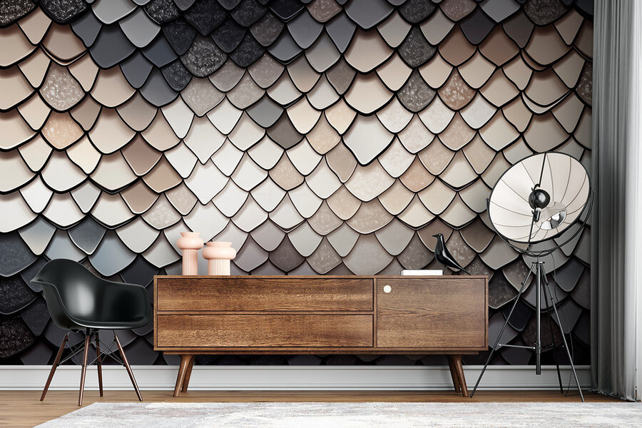 Wall murals Textured scales in muted color palette - Image 3