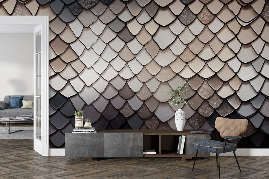 Wall murals Textured scales in muted color palette - Image 4