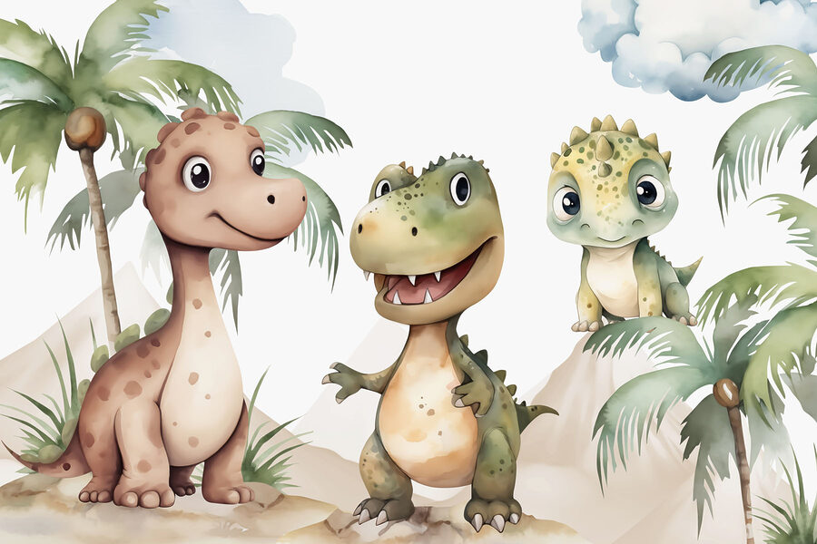 Group of dinosaurs standing on rocks Group of dinosaurs standing on rocks