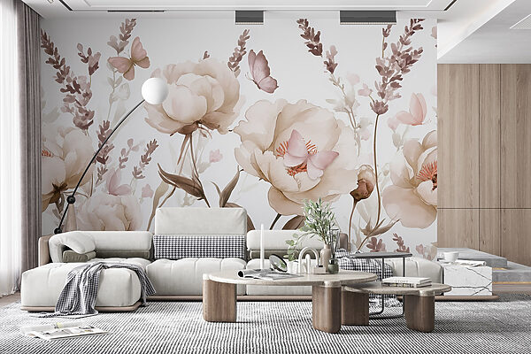 Painting of flowers and butterflies