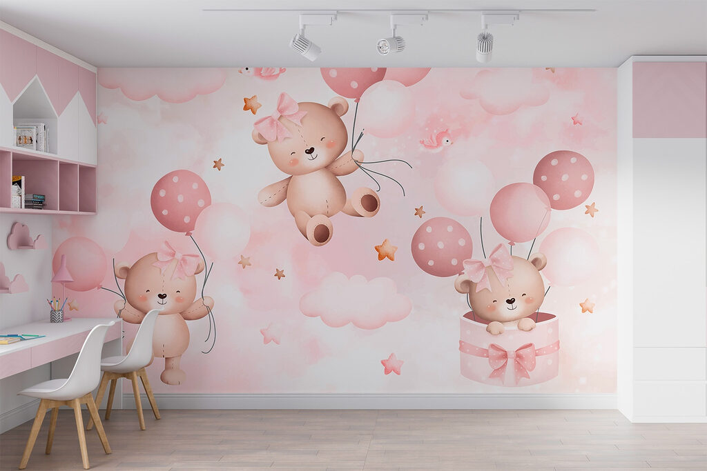 Group of teddy bears holding balloons Group of teddy bears holding balloons