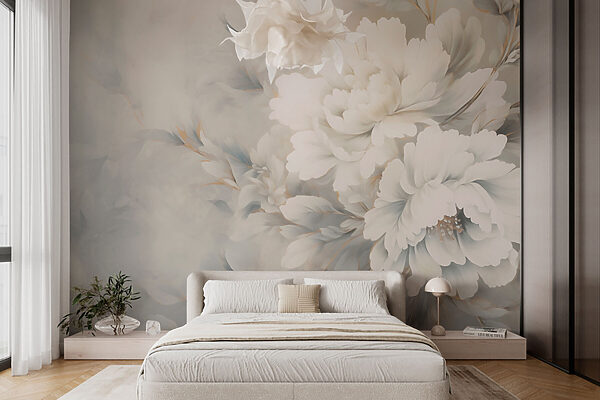 Wall murals Delicate blooms on a soft backdrop