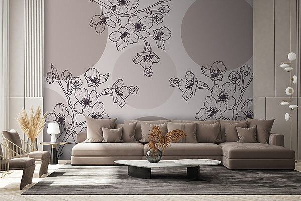 Wall murals Wall murals Delicate blossoms in soft hues (SKU: w03712)