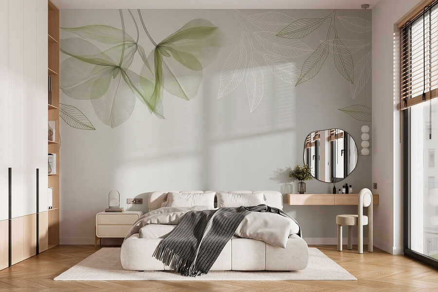 Wall murals Gentle leaves in soft hues - Image 2