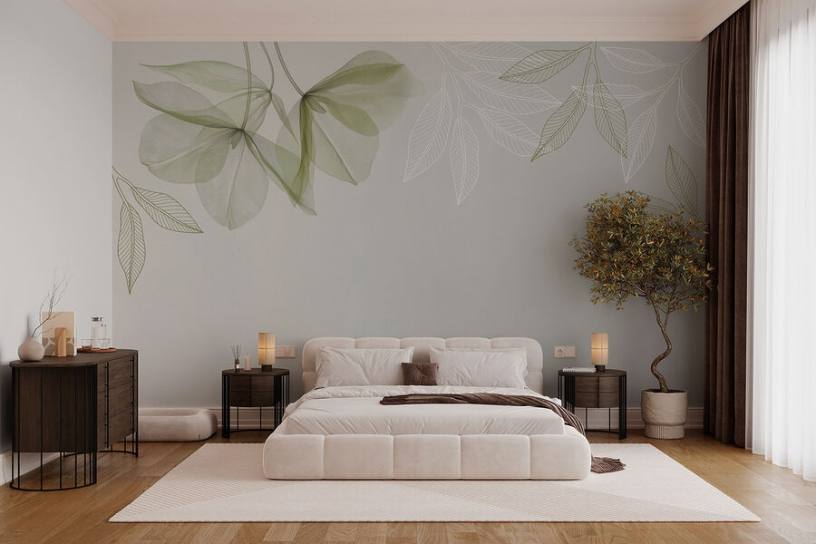 Wall murals Gentle leaves in soft hues - Image 3
