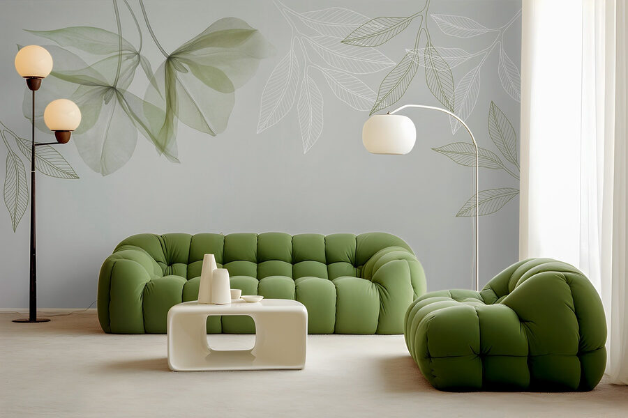 Wall murals Gentle leaves in soft hues - Image 4