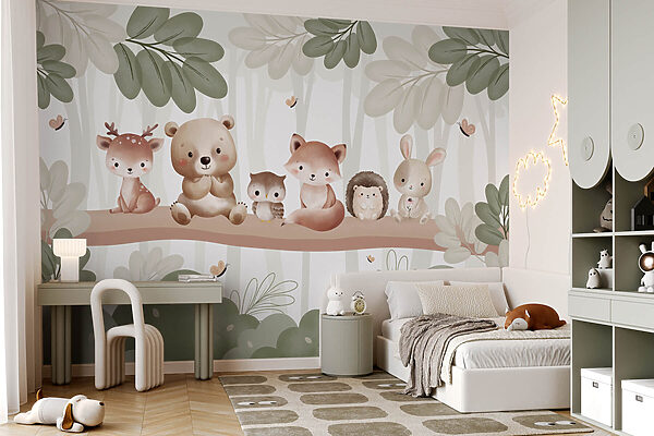 Group of animals on a tree branch Group of animals on a tree branch