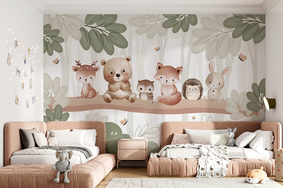 Group of animals on a tree branch