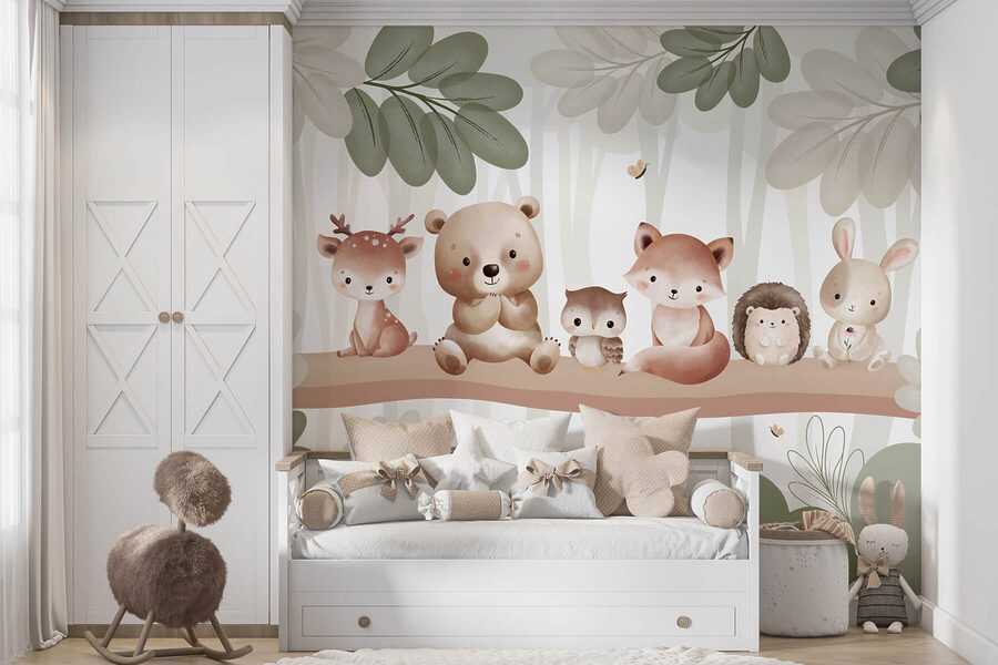 Group of animals on a tree branch