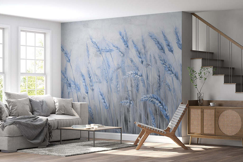 Soft blue waves of gentle wheat