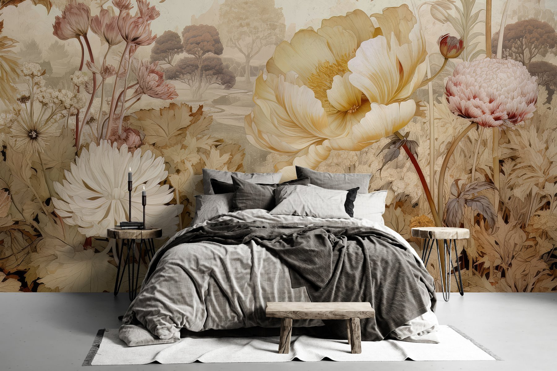 Delicate blooms in muted tones