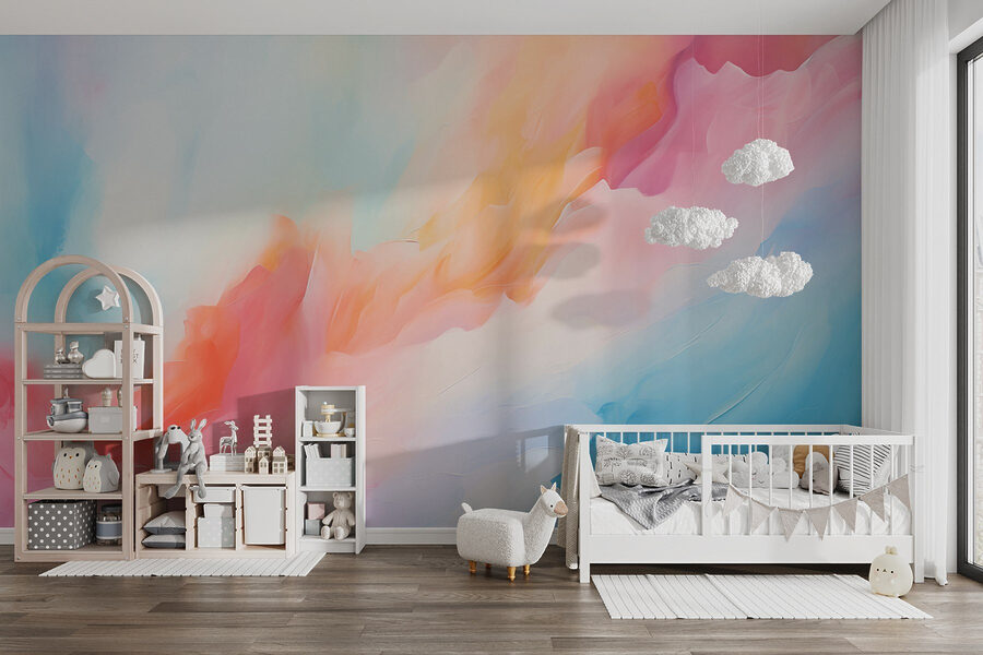Wall murals Colorful painting of clouds - Image 4