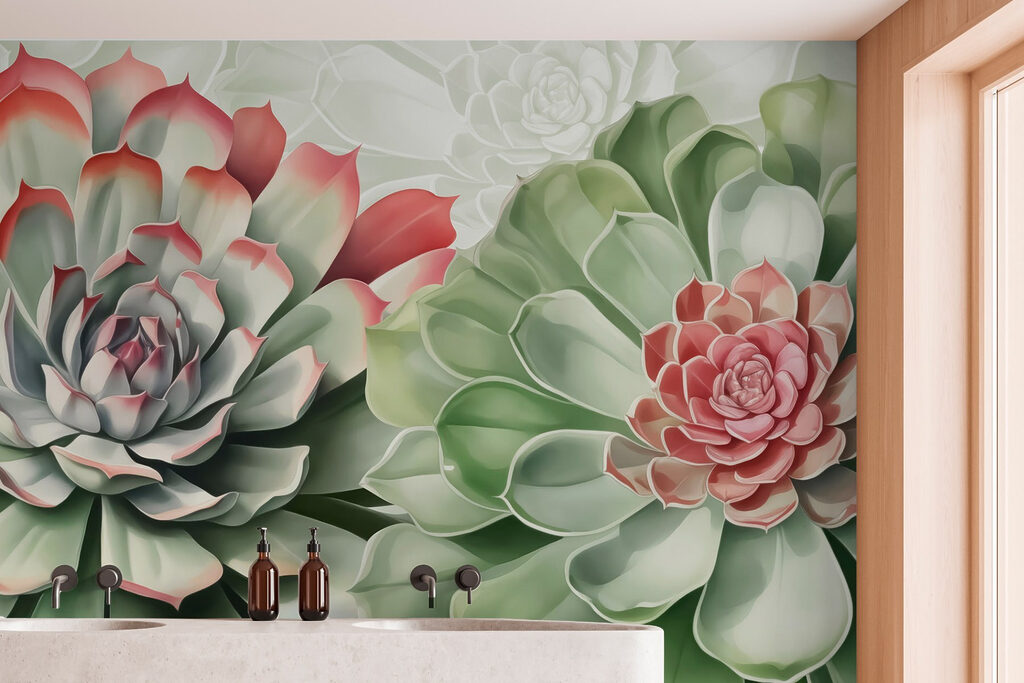 Lush succulents in soft hues