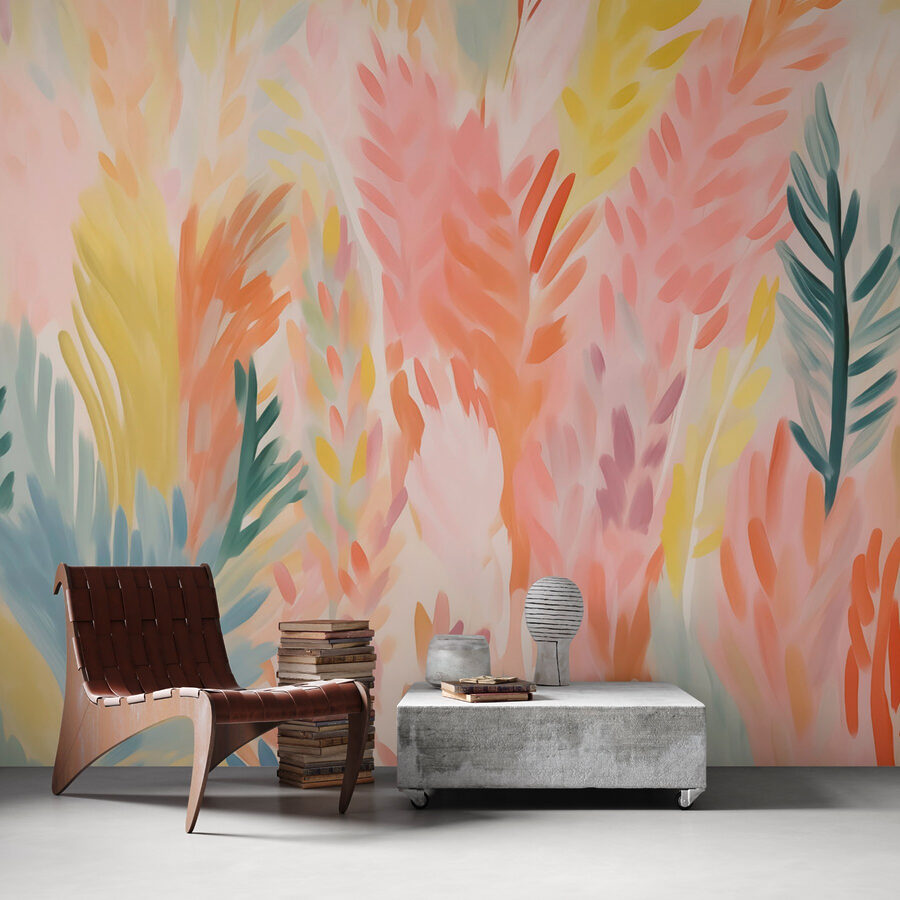 Wall murals Colorful leaves on a white surface - Image 2