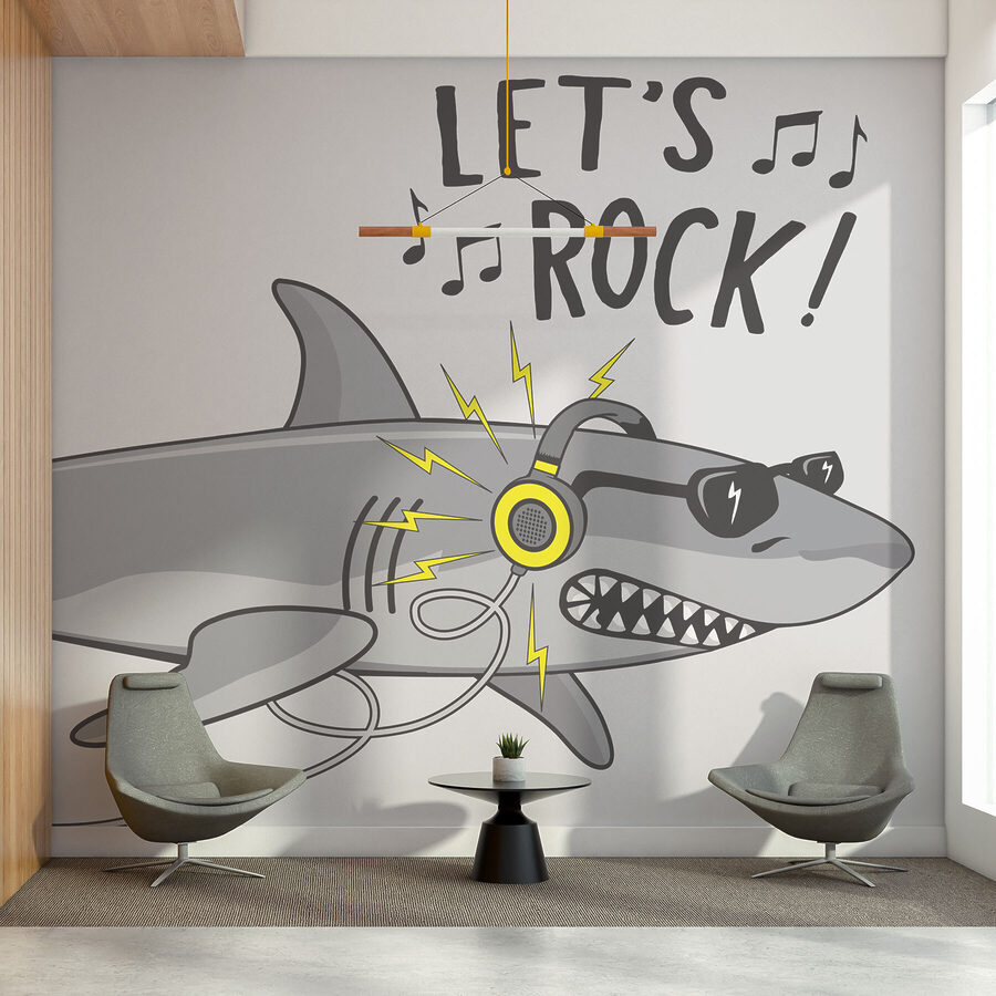 Cartoon shark with headphones Cartoon shark with headphones