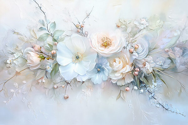 Painting of flowers and leaves