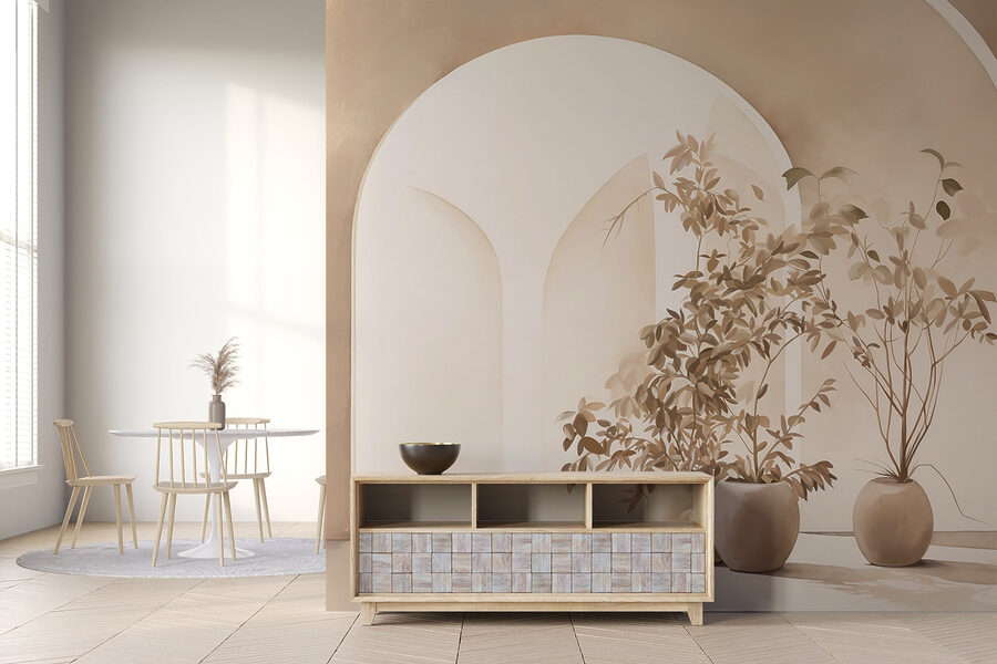 Group of potted plants in a room
